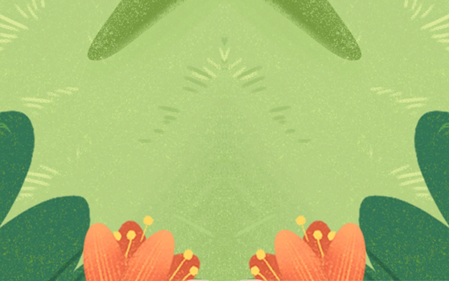 Illustrated tropical plants and flowers